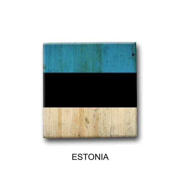Estonia Flag Wooden Block Isolated White Background Signs Symbols Flags — 图库照片