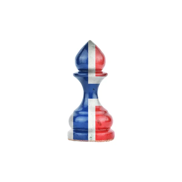 Pawn in the colors of the flag of Norway. Isolated on a white background. Sport. Politics. Business. — Fotografia de Stock
