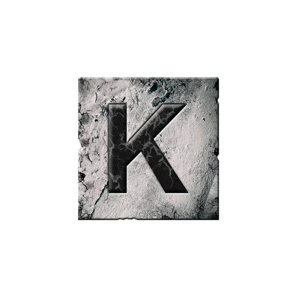 石のブロックに文字K アルファベット 白い背景に隔離されている デザイン要素 — ストック写真