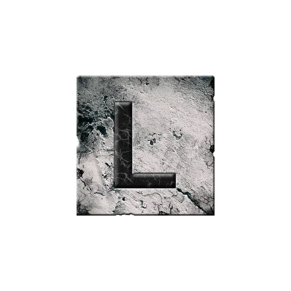 石のブロックに文字L アルファベット 白い背景に隔離されている デザイン要素 — ストック写真