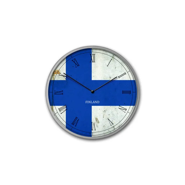 Reloj Pared Color Bandera Finlandia Signos Símbolos Aislado Sobre Fondo —  Fotos de Stock