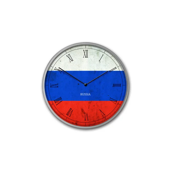 Wall Clock Color Russia Flag Signs Symbols Isolated White Background — Stock Photo, Image