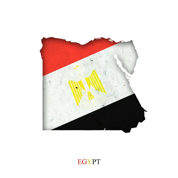 Vlag Van Egypte Vorm Van Een Kaart Schaduw Geïsoleerd Witte — Stockfoto