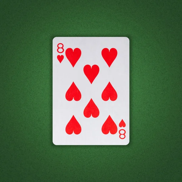 Åtta Hjärter Grön Poker Bakgrund Spela Spelar Kort Bakgrund — Stockfoto
