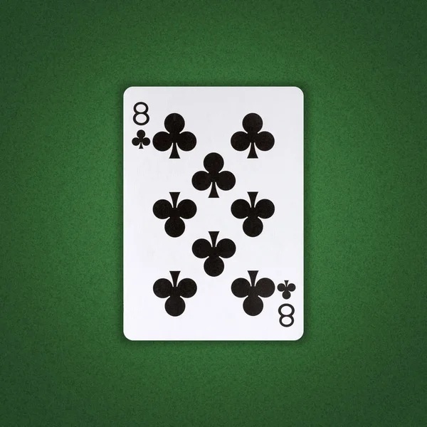 Acht Clubs Een Groene Pokerachtergrond Gokken Kaarten Spelen Achtergrond — Stockfoto