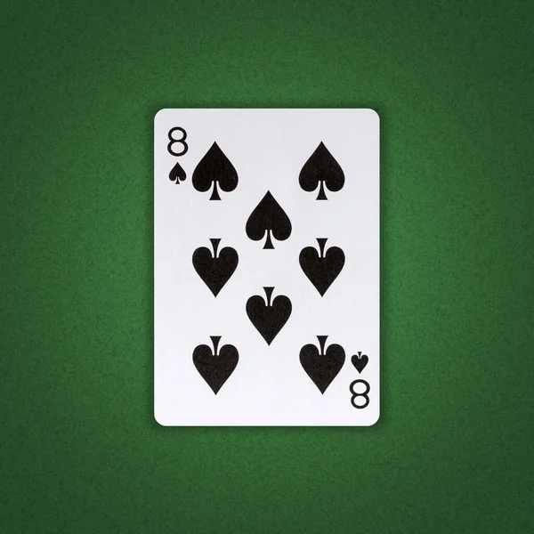 Osm Piky Zeleném Pokerovém Pozadí Hazard Hrací Karty Pozadí — Stock fotografie
