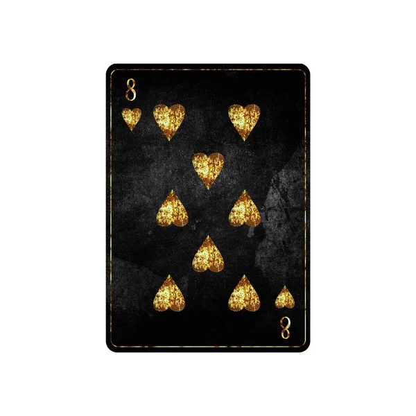 Eight Hearts Grunge Card Isolated White Background Playing Cards Design — Stock Photo, Image