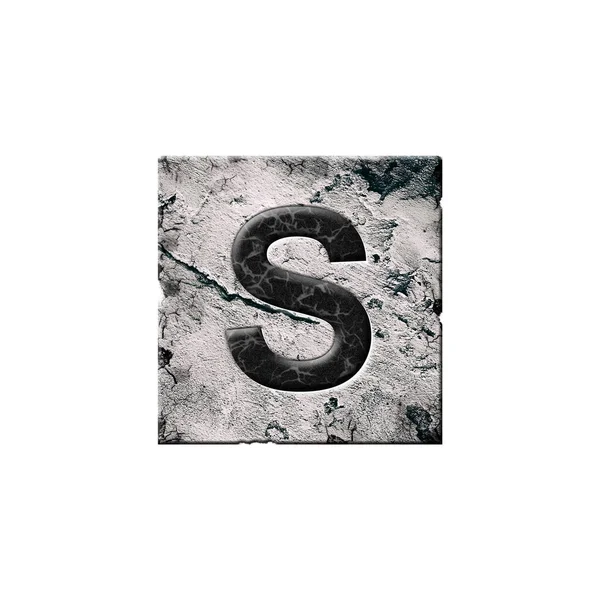 石のブロックの文字S アルファベット 白い背景に隔離されている デザイン要素 — ストック写真