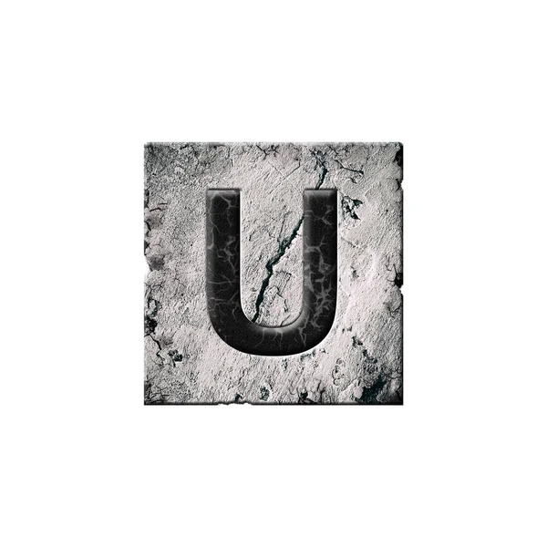 手紙U 石のブロックにアルファベット 白い背景に隔離されている デザイン要素 — ストック写真