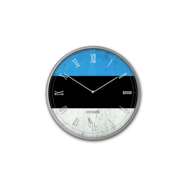 Relógio Parede Cor Bandeira Estónia Sinais Símbolos Isolado Sobre Fundo — Fotografia de Stock