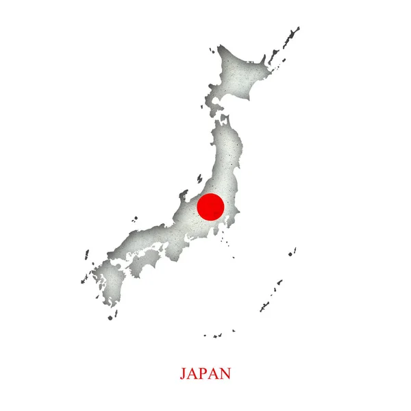 地図の形で日本の旗 白い背景に隔離されている 記号と記号 デザイン要素 — ストック写真