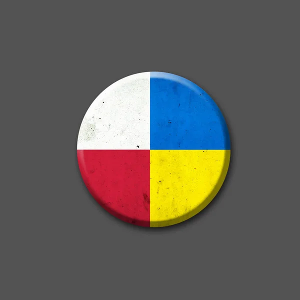 Poland Ukraine Flags Icon Isolated Gray Background International Political Relations — Stock Photo, Image