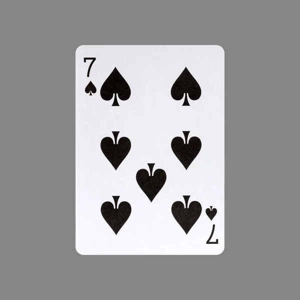 Seven Spades Isolated Gray Background Gamble Playing Cards Cards — Stock Photo, Image