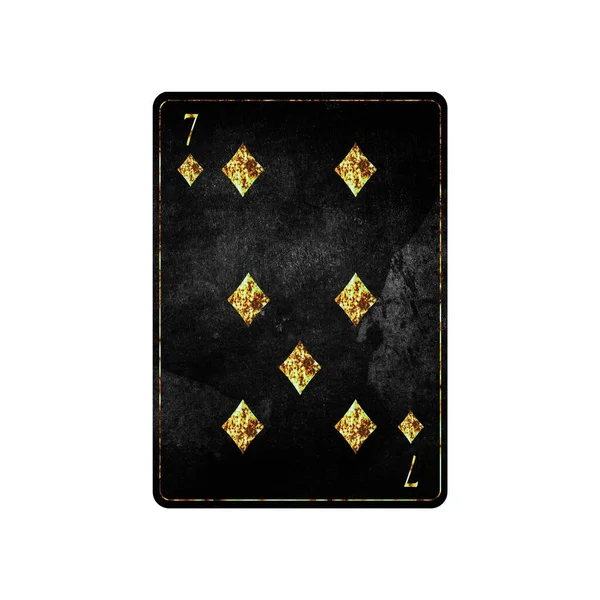 Seven Diamonds Grunge Card Isolated White Background Playing Cards Design — Stock Photo, Image