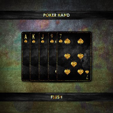 Floş, eski, grunge, koyu yeşil poker arka planı. Poker kombinasyonları. Poker Elleri. Kumar geçmişi.