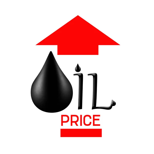 Precio Del Petróleo Palabra Flechas Arriba Gota Aceite Aislado Sobre —  Fotos de Stock