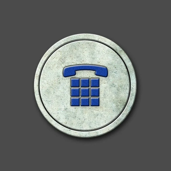 Telefon Ikona Społeczna Okrągłym Kamieniu Odizolowany Szarym Tle Media Społecznościowe — Zdjęcie stockowe