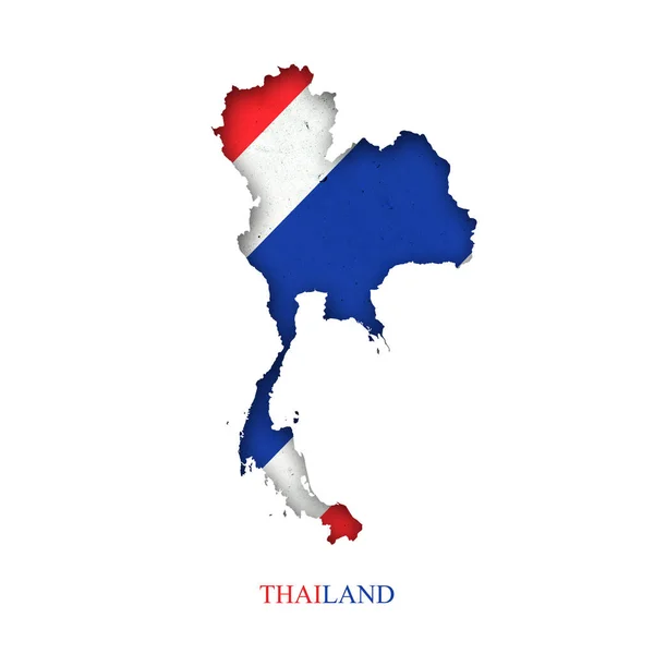Harita Şeklinde Tayland Bayrakları Gölge Beyaz Arka Planda Izole Edilmiş — Stok fotoğraf