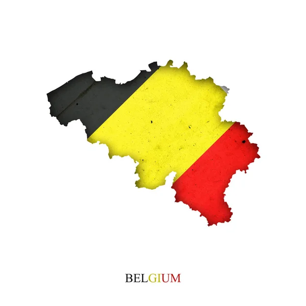 Bandeira Bélgica Forma Mapa Sombra Isolado Fundo Branco Sinais Símbolos — Fotografia de Stock