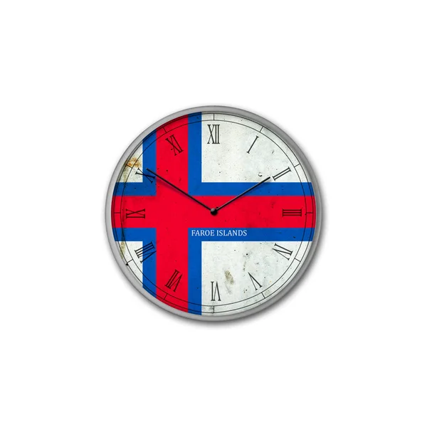 Relógio Parede Cor Bandeira Das Ilhas Faroé Sinais Símbolos Isolado — Fotografia de Stock