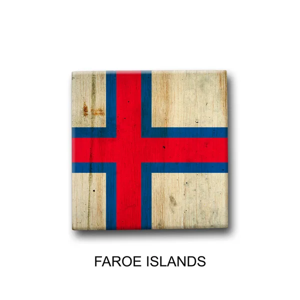 法罗群岛的国旗挂在一块木头上 被白色背景隔离 标志和符号 — 图库照片