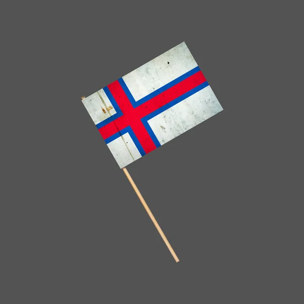 Faroe Islands Grunge Flag Stick Isolated Gray Background Design Element — Stock Photo, Image