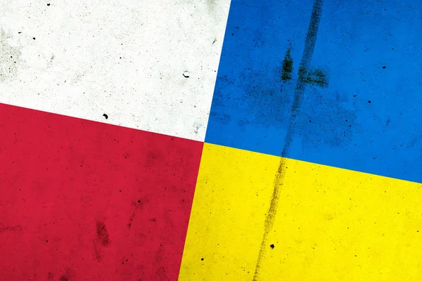 Flags of Ukraine and the Poland. Support. Commonwealth. Friendship. Politics Economy Background