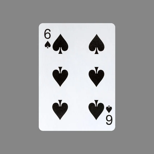 Six Spades Isolated Gray Background Gamble Playing Cards Cards — Stock Photo, Image