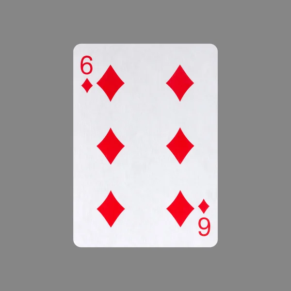 Έξι Καρό Απομονωμένο Γκρι Φόντο Γκαμπλ Παίζοντας Χαρτιά Κάρτες — Φωτογραφία Αρχείου