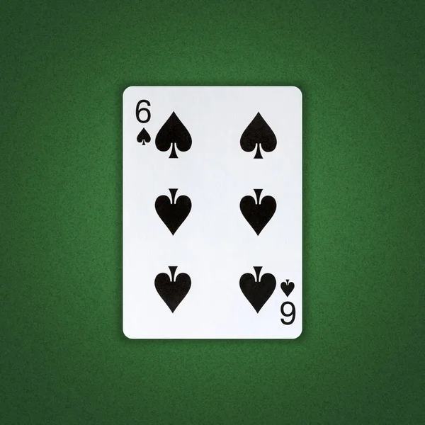 Yeşil Poker Geçmişi Olan Maça Altılısı Kumar Kağıt Oynuyorum Arkaplan — Stok fotoğraf