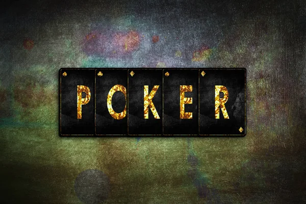 Poker Woord Uit Het Alfabet Vintage Speelkaarten Een Groene Grunge — Stockfoto
