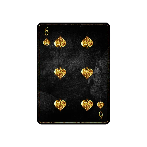 Six Spades Grunge Card Isolated White Background Playing Cards Design — Stock Photo, Image