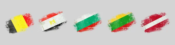 Bandeiras Grunge Bélgica Egito Bulgária Letónia Lituânia Isolado Sobre Fundo — Fotografia de Stock