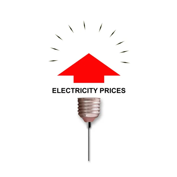 Aumento Los Precios Electricidad Una Bombilla Gráfico Con Una Flecha — Foto de Stock