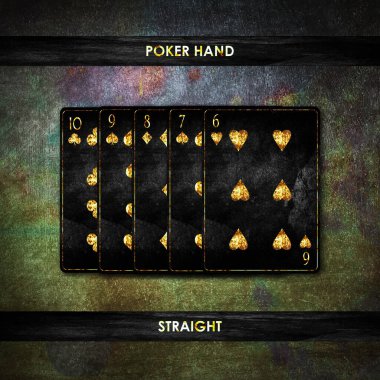 Eskimiş, grunge, koyu yeşil poker arka planında. Poker kombinasyonları. Poker Elleri. Kumar geçmişi.