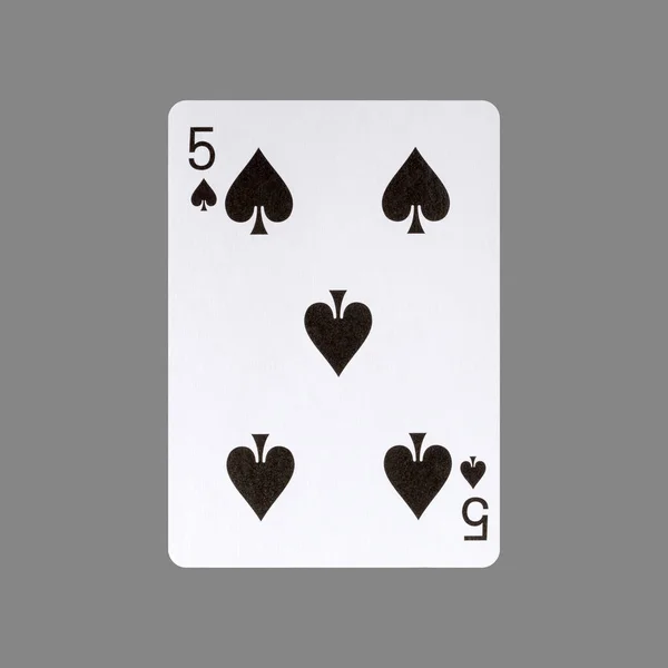 Five Spades Isolated Gray Background Gamble Playing Cards Cards — Stock Photo, Image