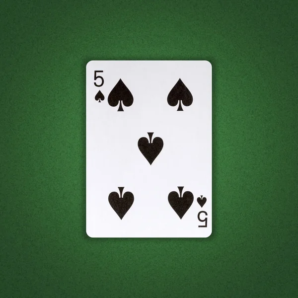 Cinq Pique Sur Fond Poker Vert Pari Jouer Aux Cartes — Photo