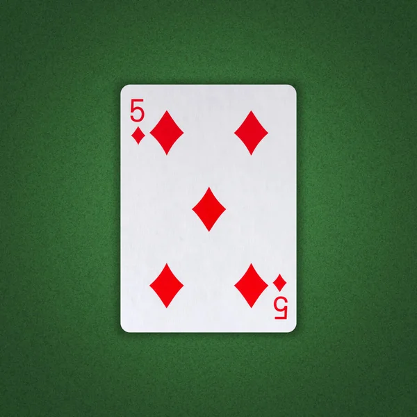 Five Diamonds Green Poker Background Gamble Playing Cards Background — Stock Photo, Image