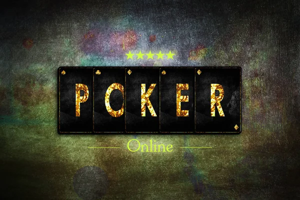 扑克在线概念 从字母表上的老式扑克 在绿色的背景下 卡西诺博彩背景 — 图库照片