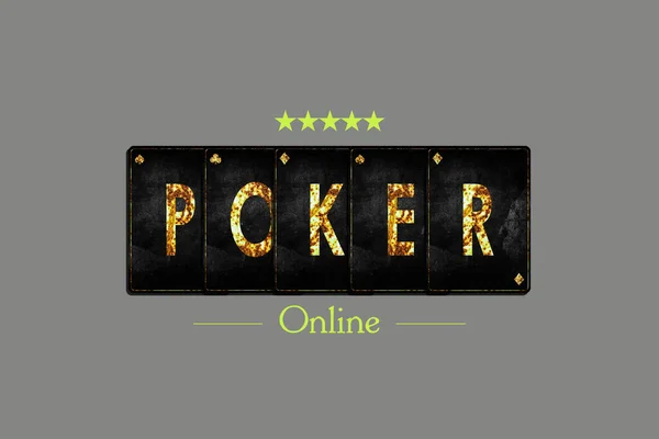 Poker Conceito Line Palavra Alfabeto Cartas Vintage Isolado Fundo Cinza — Fotografia de Stock