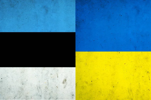 Vlajky Ukrajiny Estonska Podpora Společenství Přátelství Pozadí Politické Ekonomiky — Stock fotografie