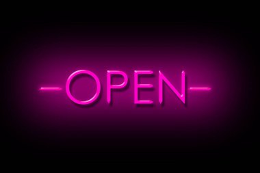 Açıl. Siyah bir arkaplanda neon işareti var. Takas yapalım. İş için. Tasarım elemanı. Arkaplan
