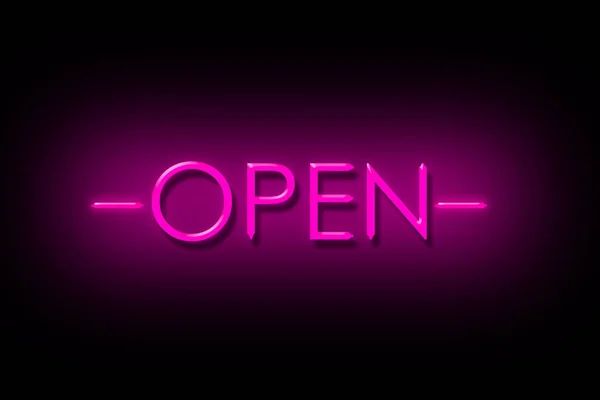 Open Neon Sign Isolated Black Background Trade Business Design Element — Stok Foto
