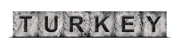 Turkey Word Stone Blocks Isolated White Background Design Element Signs —  Fotos de Stock