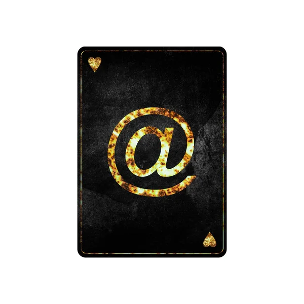 Email Sign Alphabet Vintage Playing Cards Isolated White Background Design — ストック写真