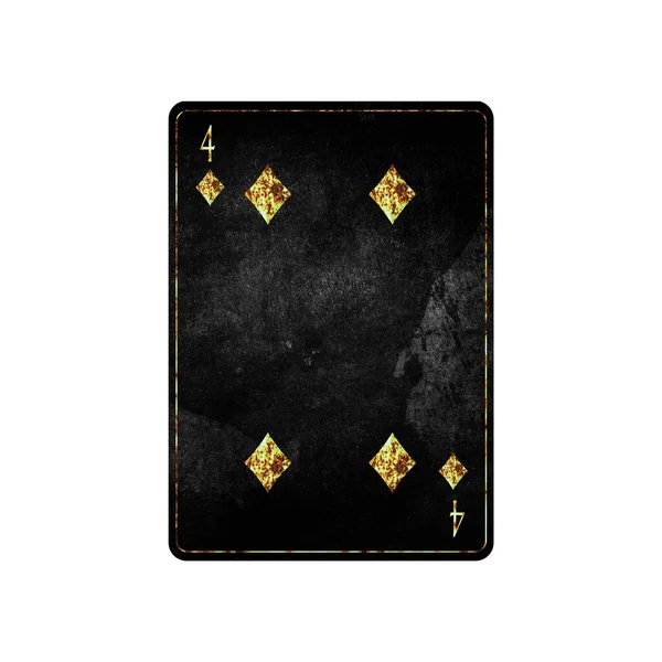 Four Diamonds Grunge Card Isolated White Background Playing Cards Design — Stockfoto