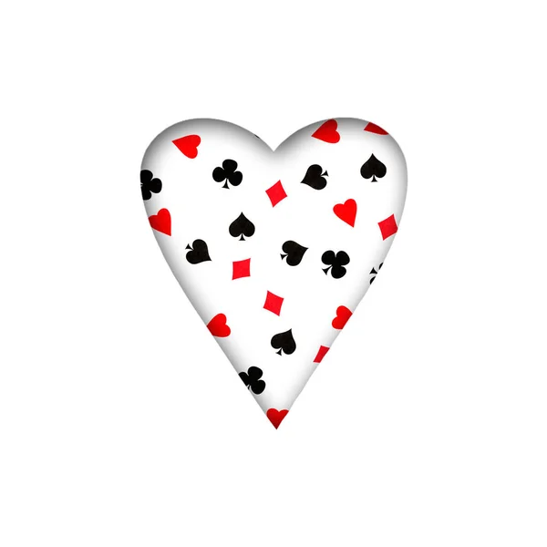 Card Suit Hearts Various Card Suits Shadow Isolated White Background — Stock fotografie