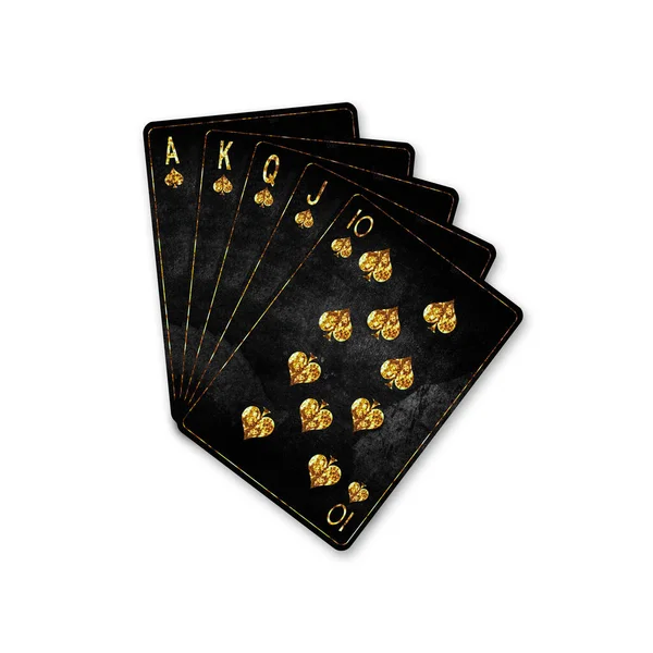 Royal Flush Vintage Playing Cards Isolated White Background Poker Hands — Foto de Stock