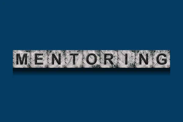 Mentoring Word Stone Blocks Isolated Dark Blue Background Design Element — Stock Fotó