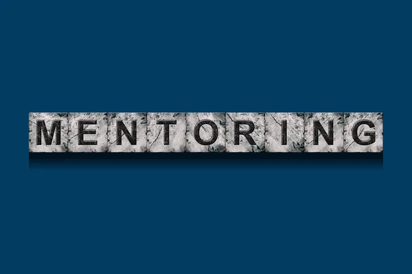 Mentoring Word Stone Blocks Isolated Dark Blue Background Design Element — Foto Stock